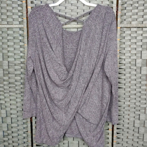 NWT Simple by Suzanne Betro Soft Sweater Blouse Tunic Criss Cross V Back - Picture 2 of 13
